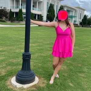 Formal “B. Darlin” hot pink/fuchsia dress.